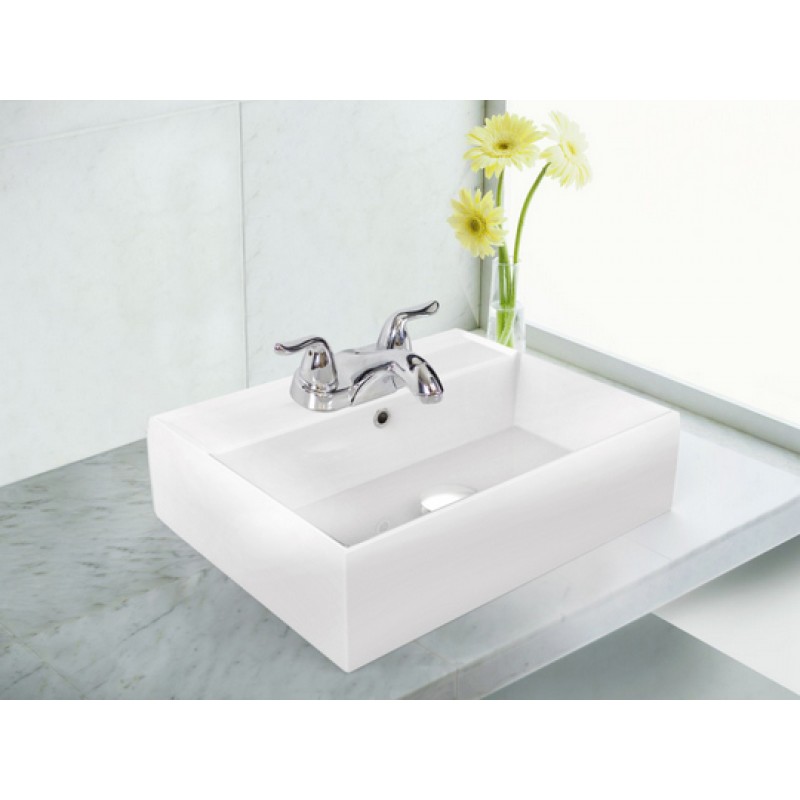 19.75-in. W x 13.75-in. D Above Counter Rectangle Vessel In White For 4-in. o.c. Faucet