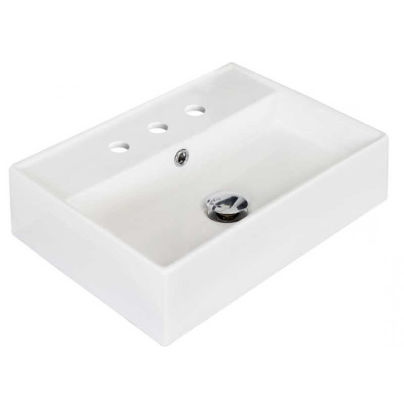 19.75-in. W x 13.75-in. D Above Counter Rectangle Vessel In White For 8-in. o.c. Faucet