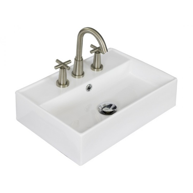 19.75-in. W x 13.75-in. D Above Counter Rectangle Vessel In White For 8-in. o.c. Faucet