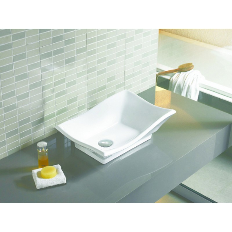 D Above Counter Square Vessel in White Color for Deck Mount Faucet American Imaginations AI-888-11020 W x 16.75-in
