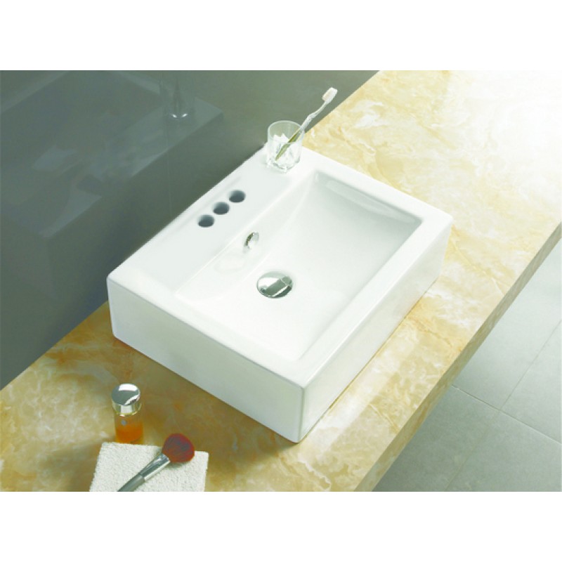 20.25-in. W x 16.25-in. D Above Counter Rectangle Vessel In White For 4-in. o.c. Faucet