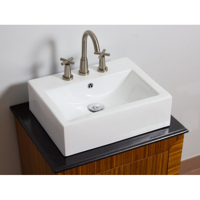 20.25-in. W x 16.25-in. D Above Counter Rectangle Vessel In White For 8-in. o.c. Faucet