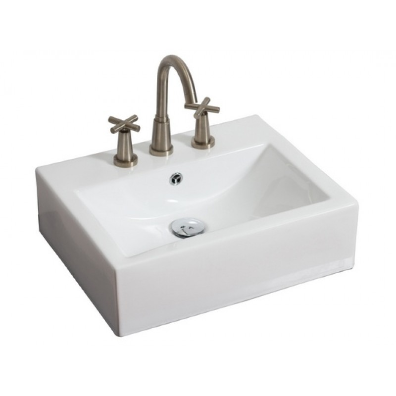 20.25-in. W x 16.25-in. D Above Counter Rectangle Vessel In White For 8-in. o.c. Faucet