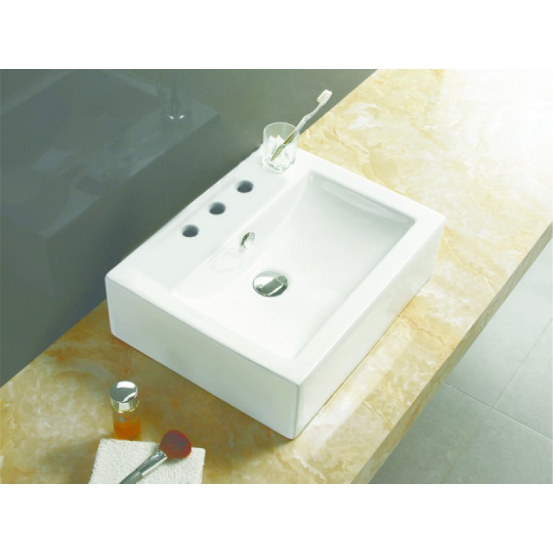 20.25-in. W x 16.25-in. D Above Counter Rectangle Vessel In White For 8-in. o.c. Faucet