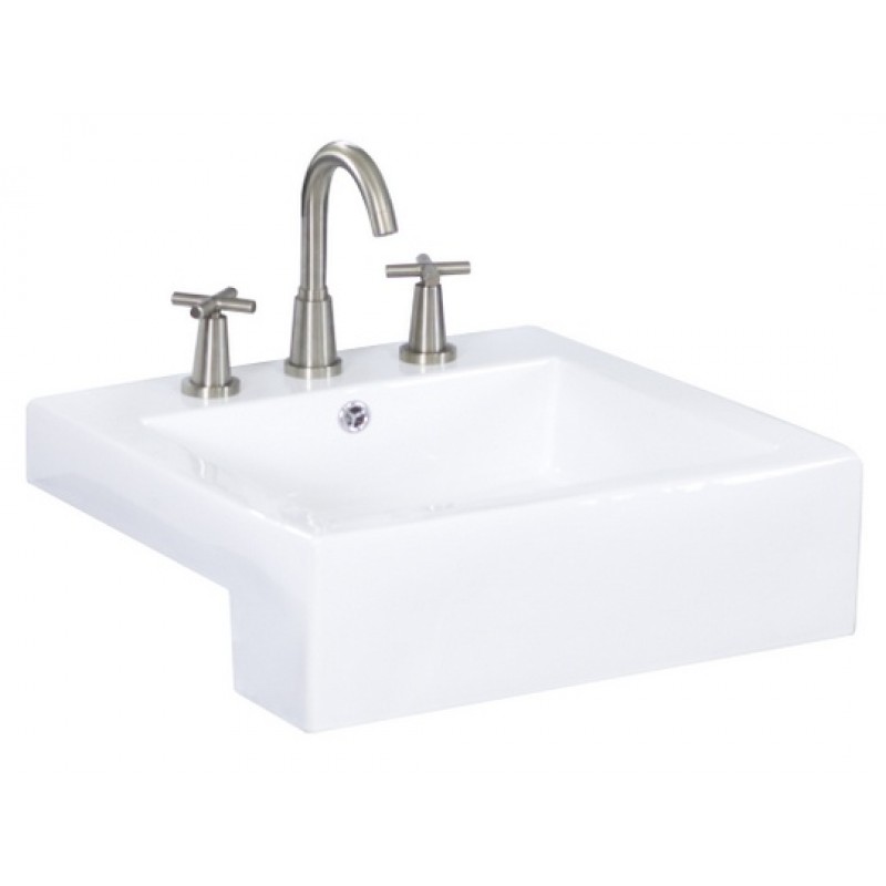 20.25-in. W x 19-in. D Semi-Recessed Rectangle Vessel In White For 8-in. o.c. Faucet