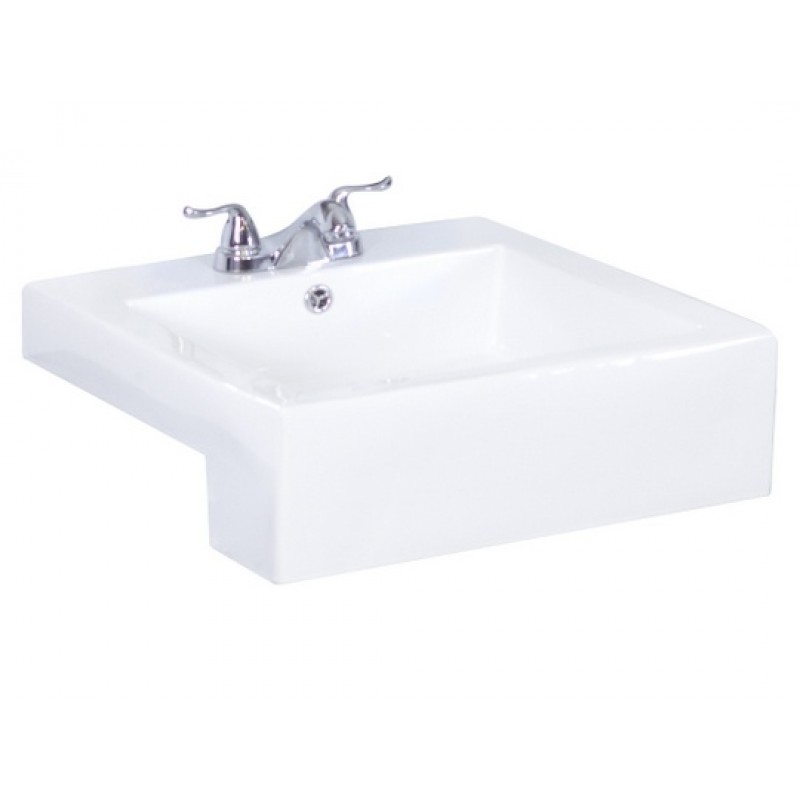20.25-in. W x 19-in. D Semi-Recessed Rectangle Vessel In White For 4-in. o.c. Faucet