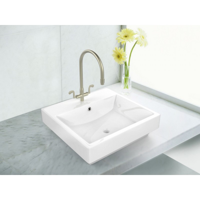 20.5-in. W x 18.5-in. D Above Counter Rectangle Vessel In White For Single Hole Faucet