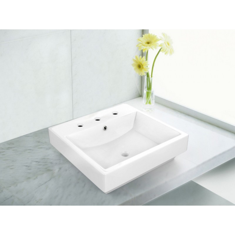 20.5-in. W x 18.5-in. D Above Counter Rectangle Vessel In White For 8-in. o.c. Faucet