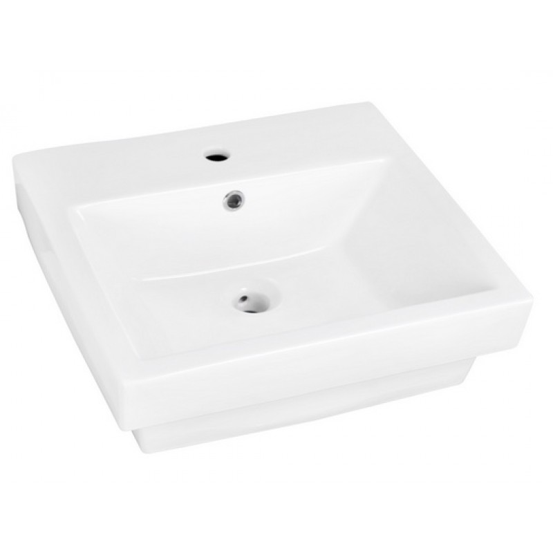 20.5-in. W x 18.5-in. D Semi-Recessed Rectangle Vessel In White For Single Hole Faucet