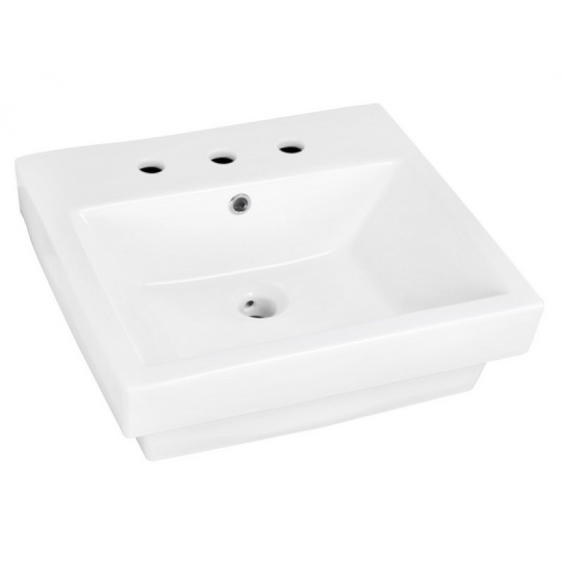 20.5-in. W x 18.5-in. D Semi-Recessed Rectangle Vessel In White For 8-in. o.c. Faucet
