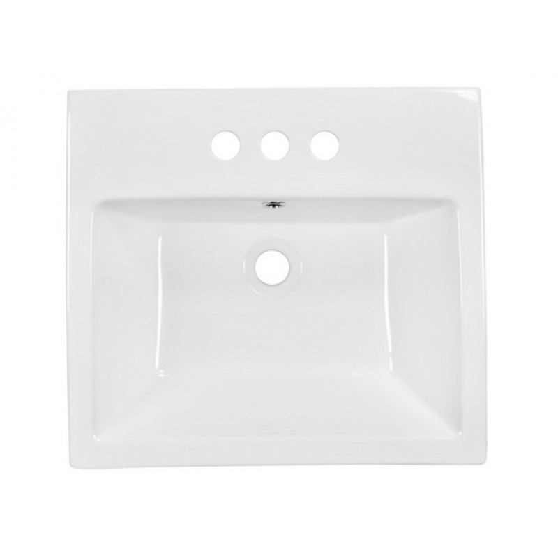 20.5-in. W x 18.5-in. D Semi-Recessed Rectangle Vessel In White For 4-in. o.c. Faucet