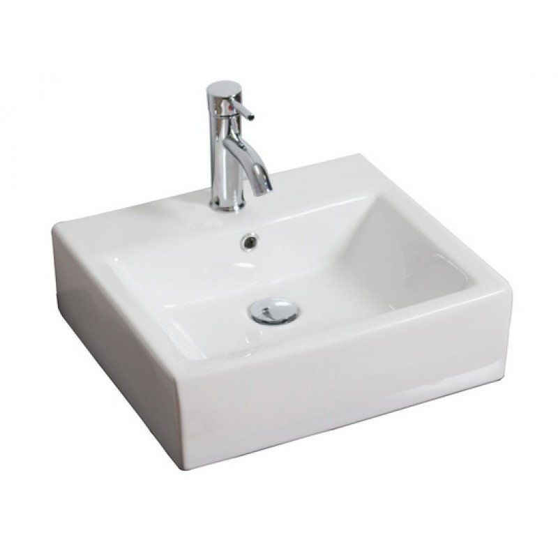 21-in. W x 16.5-in. D Above Counter Rectangle Vessel In White For Single Hole Faucet