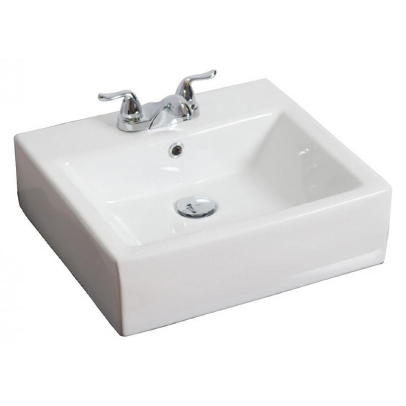 21-in. W x 16.5-in. D Above Counter Rectangle Vessel In White For 4-in. o.c. Faucet