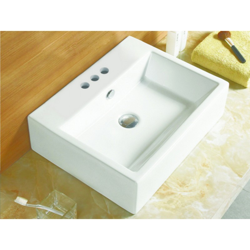 21-in. W x 16.5-in. D Above Counter Rectangle Vessel In White For 4-in. o.c. Faucet