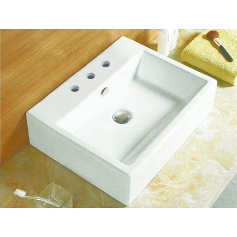 21-in. W x 16.5-in. D Above Counter Rectangle Vessel In White For 8-in. o.c. Faucet