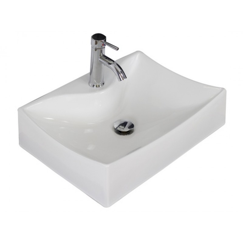 21.5-in. W x 15.75-in. D Above Counter Rectangle Vessel In White For Single Hole Faucet