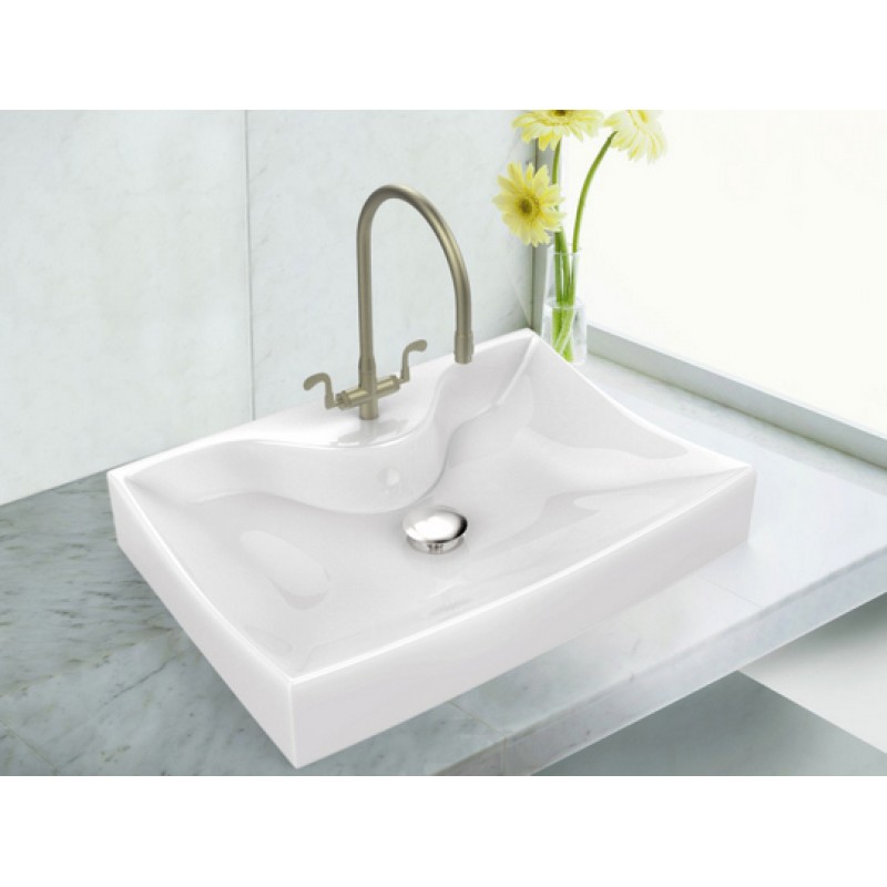 21.5-in. W x 15.75-in. D Above Counter Rectangle Vessel In White For Single Hole Faucet