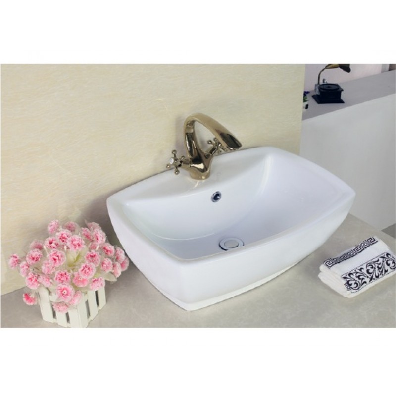 21.75-in. W x 15.75-in. D Above Counter Rectangle Vessel In White For Single Hole Faucet