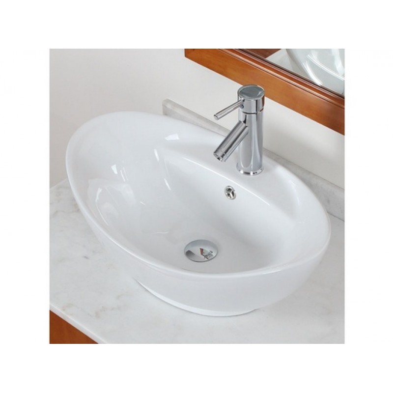 23-in. W x 15.25-in. D Above Counter Oval Vessel In White For Single Hole Faucet