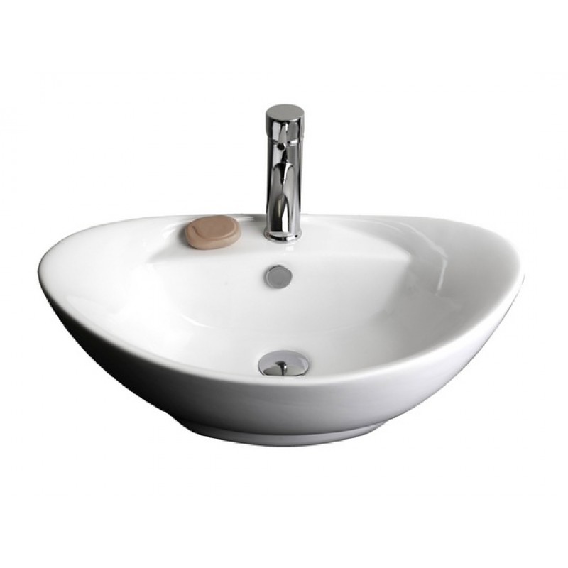 23-in. W x 15.25-in. D Above Counter Oval Vessel In White For Single Hole Faucet