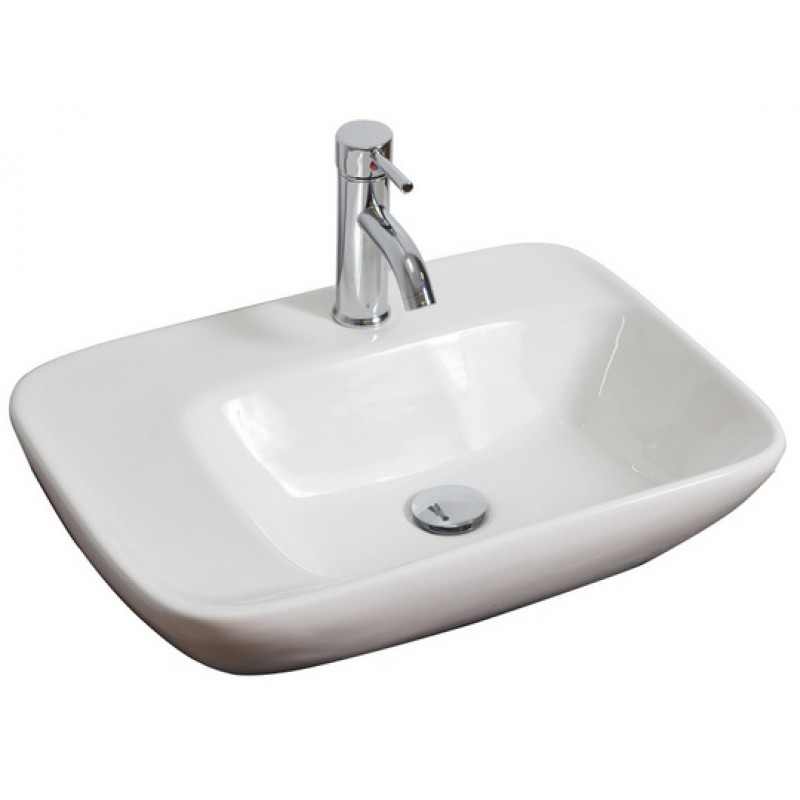 23.5-in. W x 17.25-in. D Above Counter Rectangle Vessel In White For Single Hole Faucet