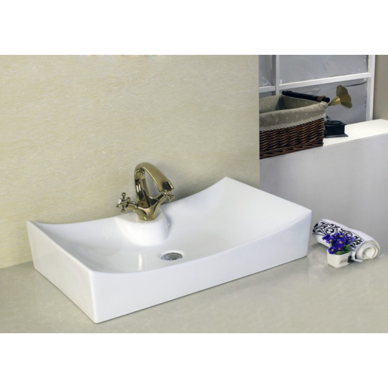 25.25-in. W x 15.25-in. D Above Counter Rectangle Vessel In White For Single Hole Faucet