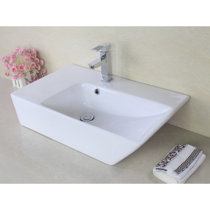25.5-in. W x 15.5-in. D Above Counter Rectangle Vessel In White For Single Hole Faucet