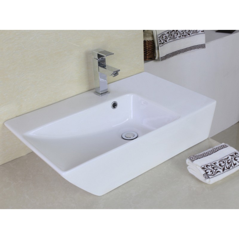 25.5-in. W x 15.5-in. D Above Counter Rectangle Vessel In White For Single Hole Faucet