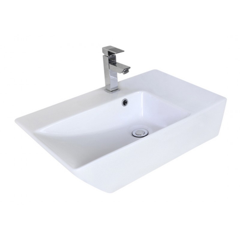25.5-in. W x 15.5-in. D Above Counter Rectangle Vessel In White For Single Hole Faucet