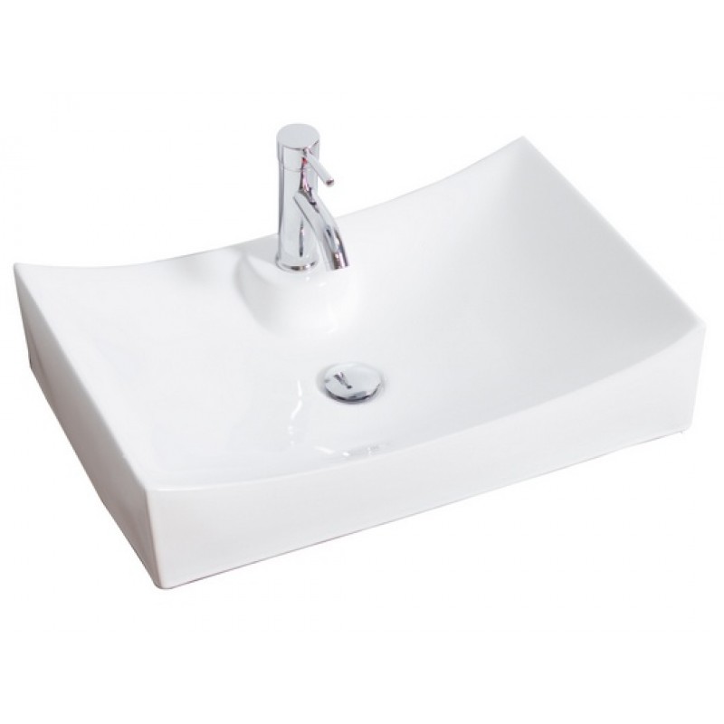 26.25-in. W x 17.75-in. D Above Counter Rectangle Vessel In White For Single Hole Faucet