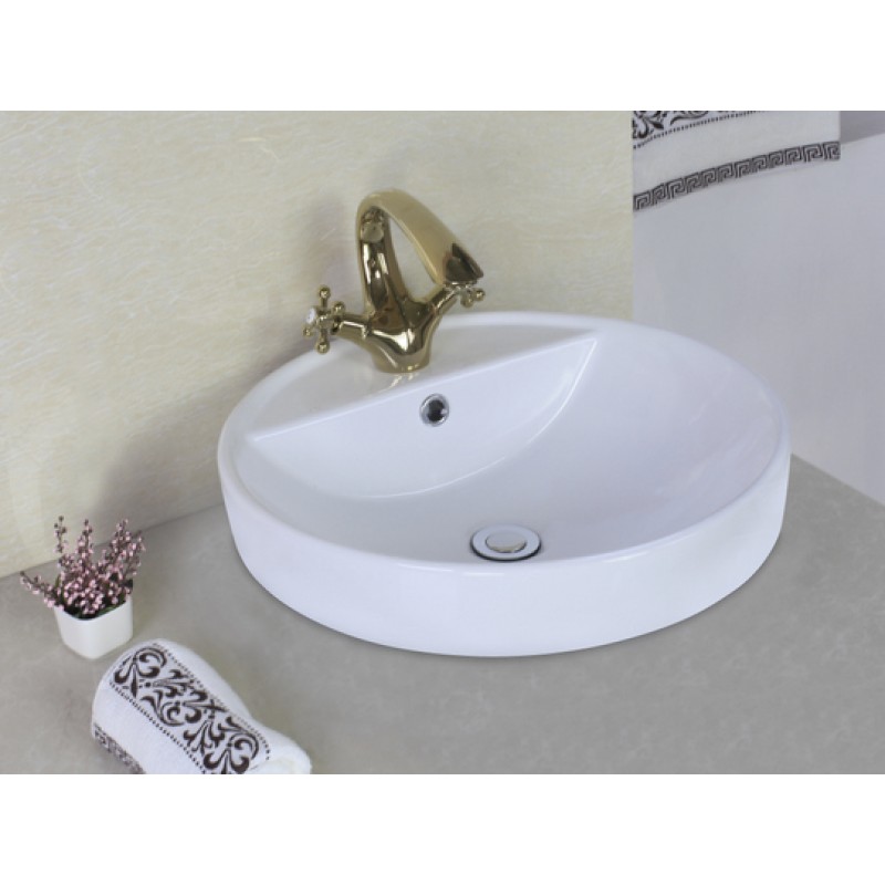 18.1-in. W x 18.1-in. D Above Counter Round Vessel In White For Single Hole Faucet