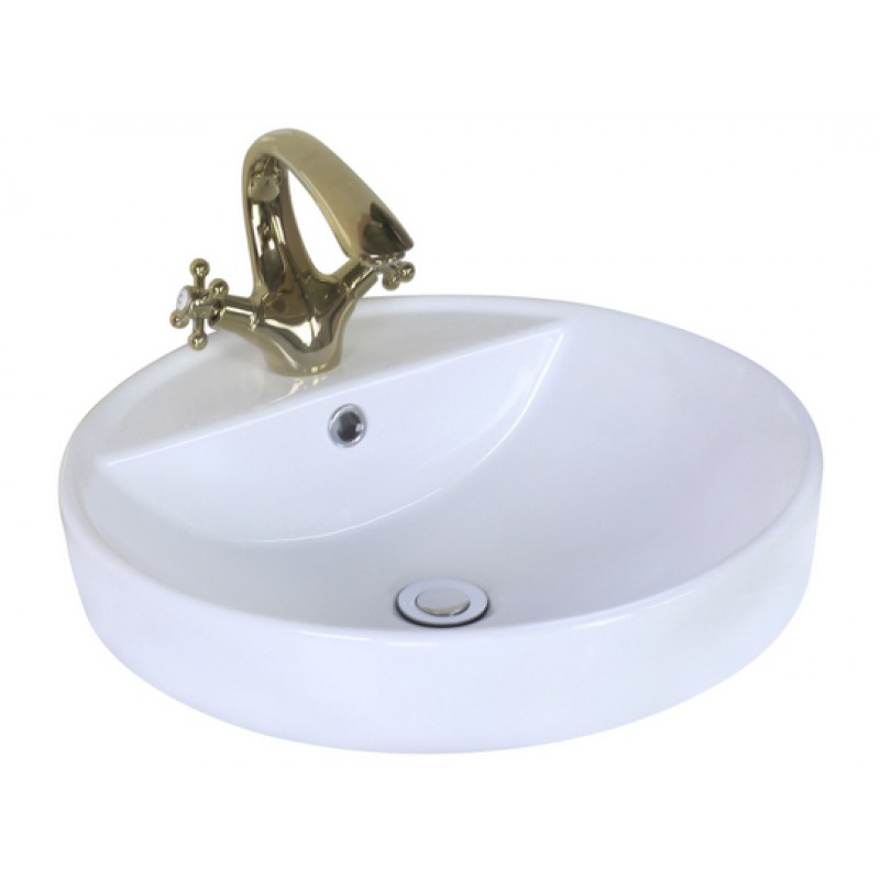 18.1-in. W x 18.1-in. D Above Counter Round Vessel In White For Single Hole Faucet