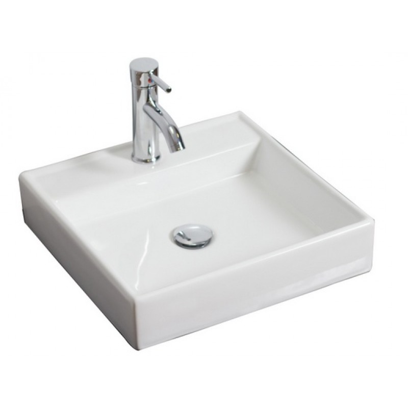 17.5-in. W x 17.5-in. D Wall Mount Square Vessel In White For Single Hole Faucet