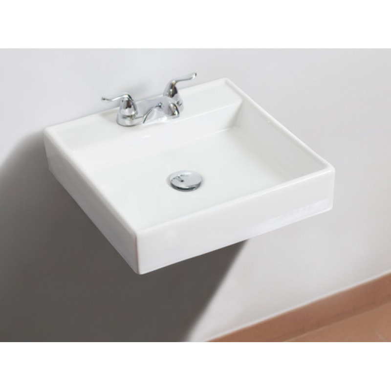 17.5-in. W x 17.5-in. D Wall Mount Square Vessel In White For 4-in. o.c. Faucet