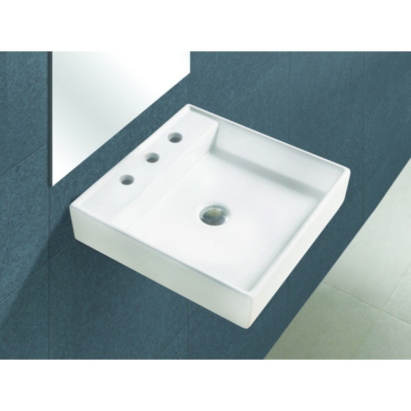 17.5-in. W x 17.5-in. D Wall Mount Square Vessel In White For 8-in. o.c. Faucet