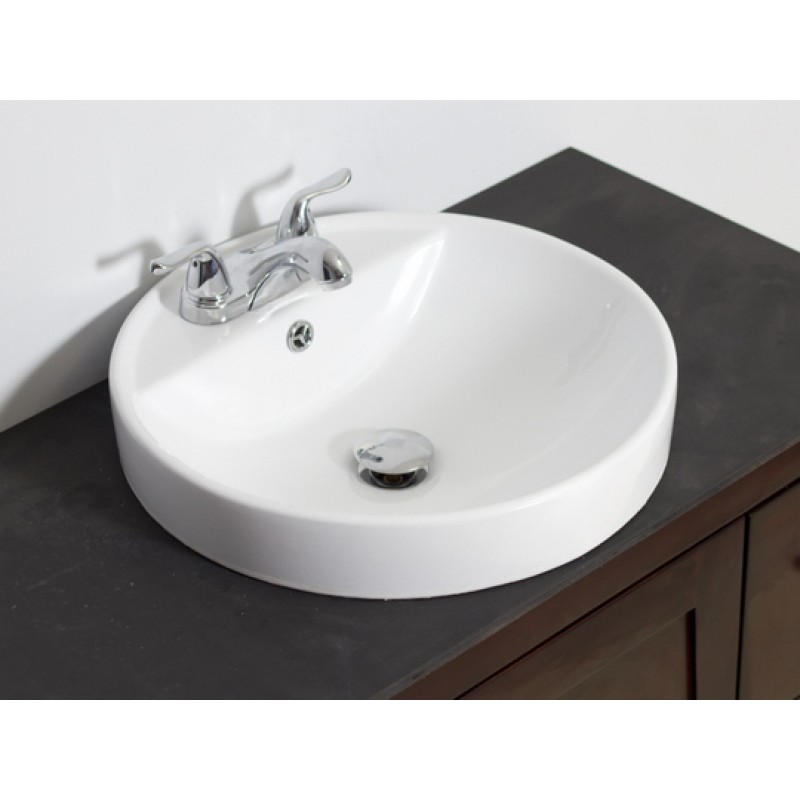 18.25-in. W x 18.25-in. D Drop In Round Vessel In White For 4-in. o.c. Faucet