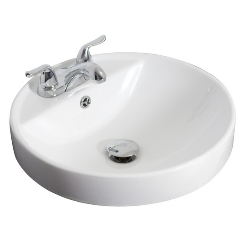 18.25-in. W x 18.25-in. D Drop In Round Vessel In White For 4-in. o.c. Faucet