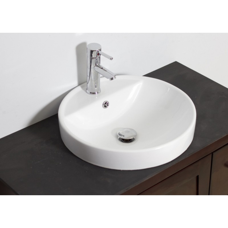 18.25-in. W x 18.25-in. D Drop In Round Vessel In White For Single Hole Faucet