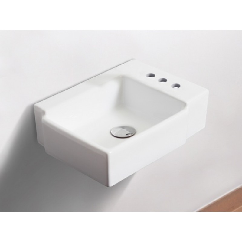 16.25-in. W x 11.75-in. D Wall Mount Rectangle Vessel In White For 4-in. o.c. Faucet
