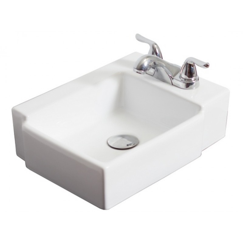 16.25-in. W x 11.75-in. D Wall Mount Rectangle Vessel In White For 4-in. o.c. Faucet