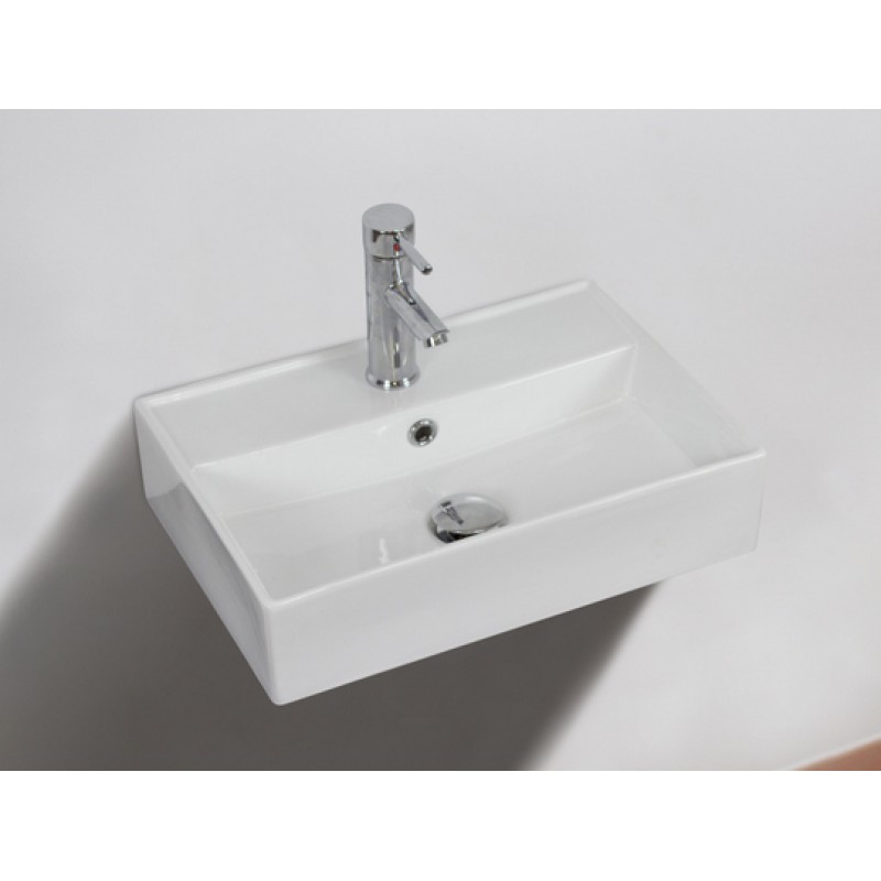 19.75-in. W x 13.75-in. D Wall Mount Rectangle Vessel In White For Single Hole Faucet