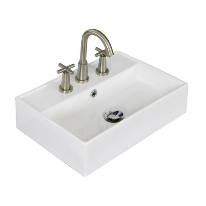 19.75-in. W x 13.75-in. D Wall Mount Rectangle Vessel In White For 8-in. o.c. Faucet