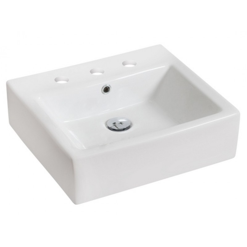 Rectangle Vessel Set In White with 8-in. o.c. Faucet