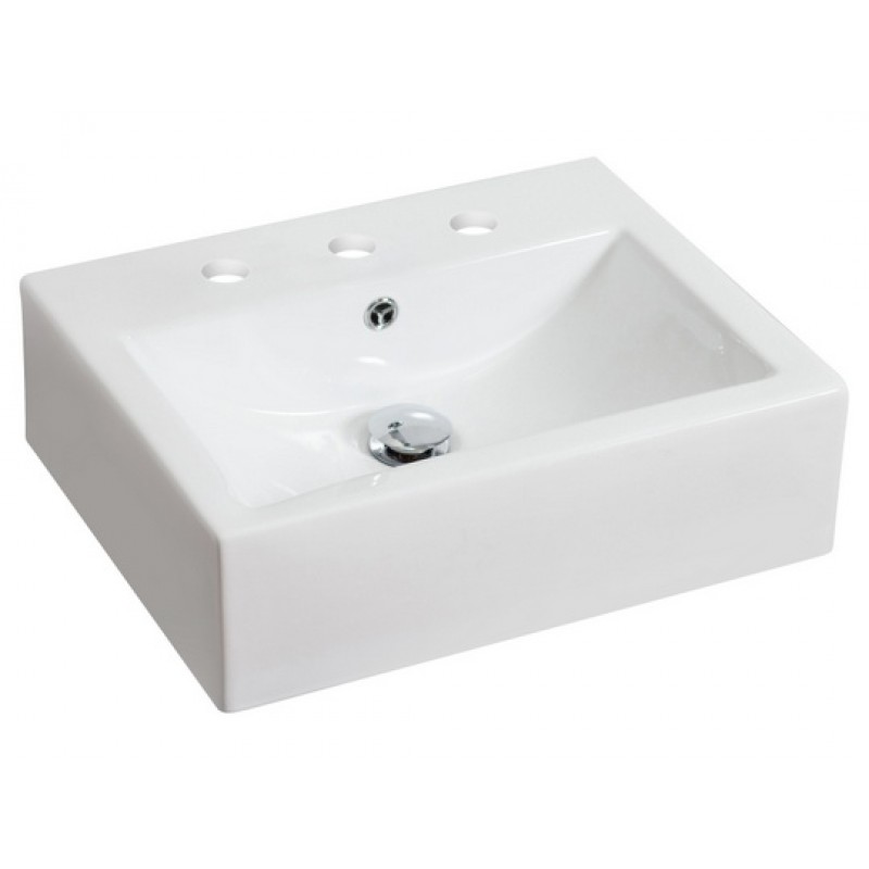 Rectangle Vessel Set In White with 8-in. o.c. Faucet