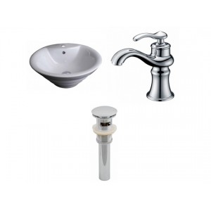 Round Vessel Set In White with Single Hole Faucet/...