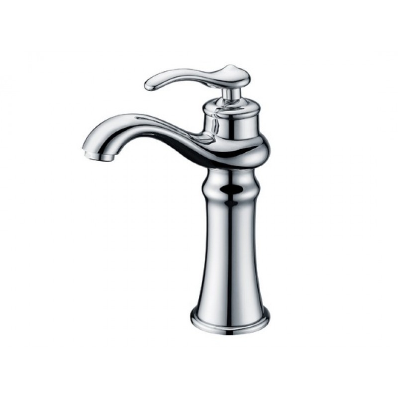 Square Vessel Set In White with Deck Mount Faucet/Drain