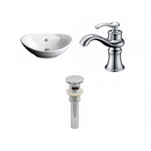 Oval Vessel Set In White with Single Hole Faucet/D...