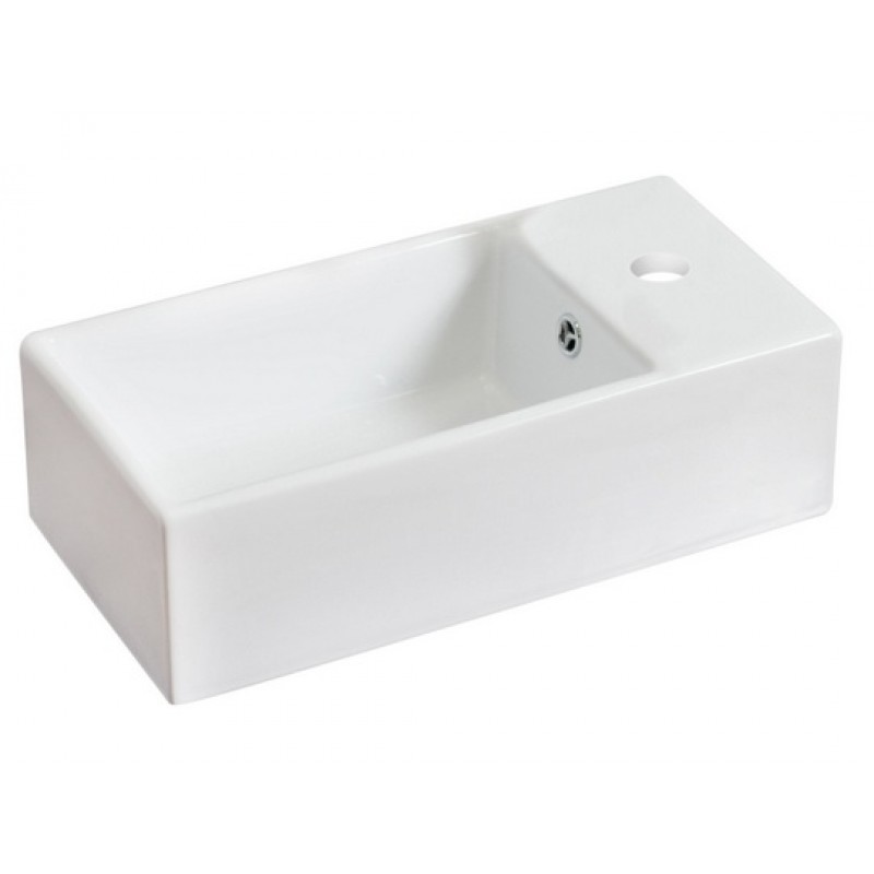 Rectangle Vessel Set In White with Single Hole Faucet/Drain