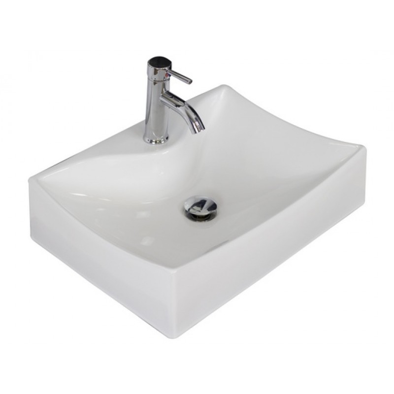 21.5-in. W x 15.75-in. D Wall Mount Rectangle Vessel In White For Single Hole Faucet
