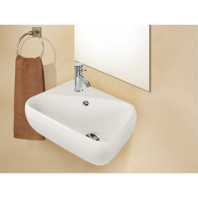 17.5-in. W x 11-in. D Wall Mount Rectangle Vessel In White For Single Hole Faucet